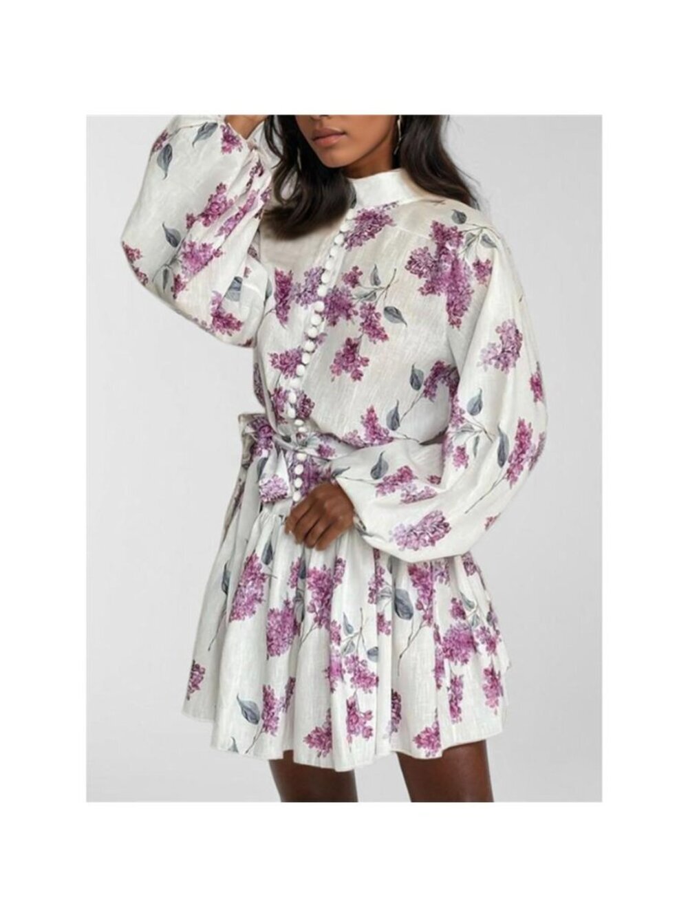 Full Size Floral Print Tie Waist Mini Dress Plus Size